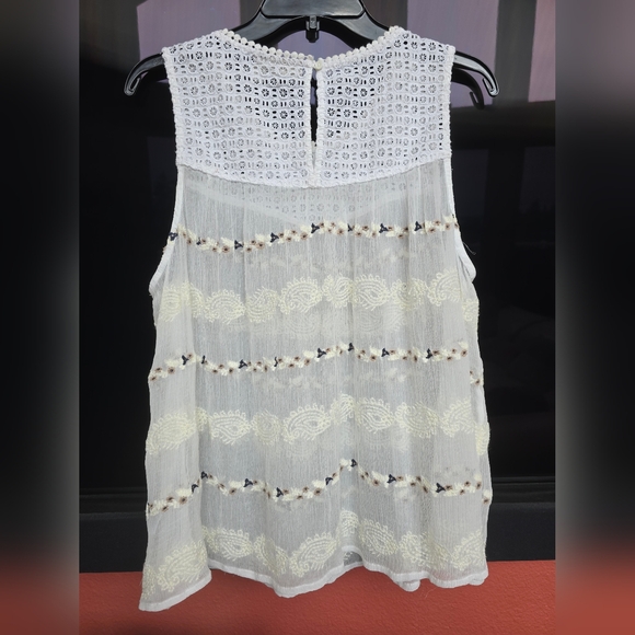 NWOT Hinge white mixed lace top size 1 - Picture 6 of 12
